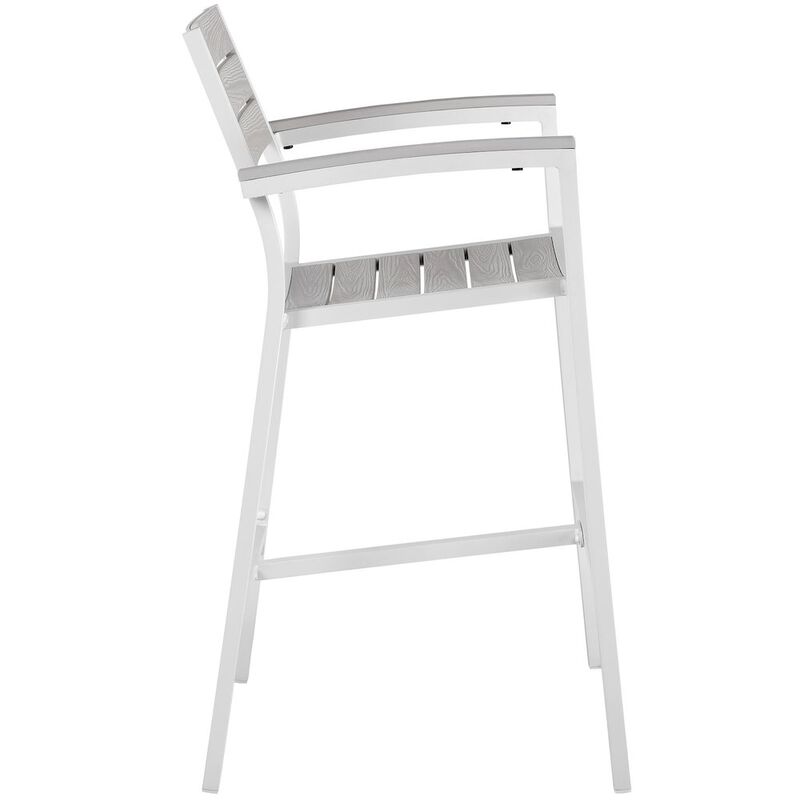 Aluminum Outdoor Patio Bar Stool with Armrests and Cushioned Seat image number 2