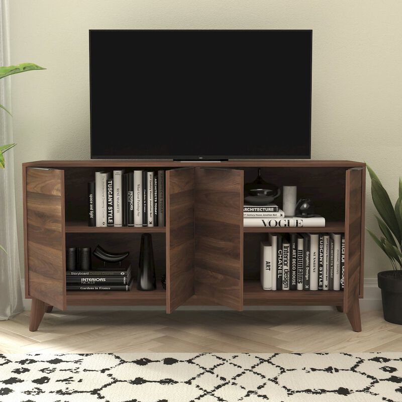 Flash Furniture 60 in 4 Door Storage Buffet Sideboard, TV Stand for up to 64" TV's, Dark Walnut image number 8