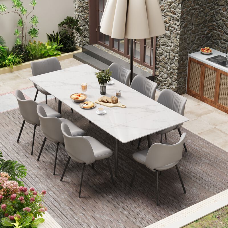 Faux Leather Dining Chair No Arms 2-piece 19.6" Gray