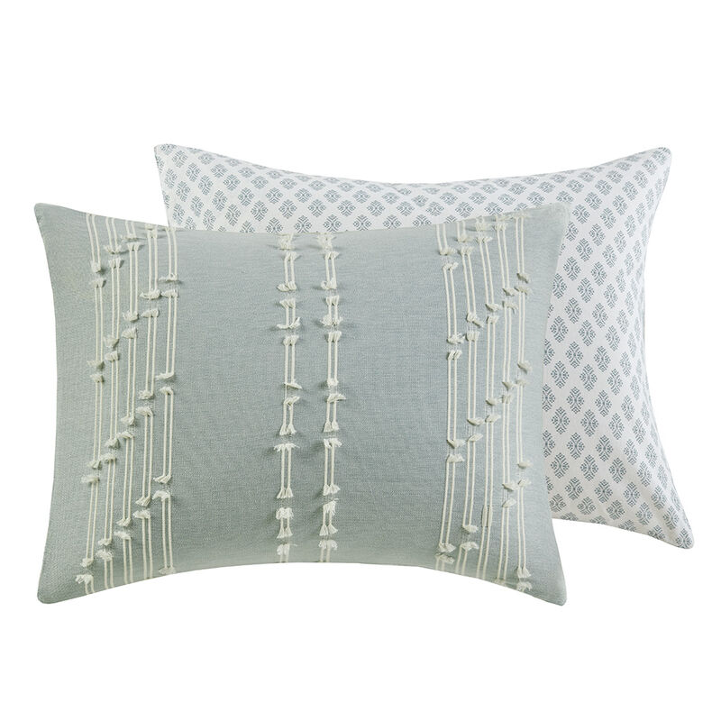 Gracie Mills Trujillo 3-Piece Embroidered Stripes Cotton Jacquard Comforter Set