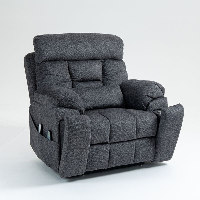 Velvet Electric Lift Recliner with Heating and Massage, Power Lift Sofa Chair with 2 Pocket Cup Holders, 2 Remote Controls, 4 OKIN Motors image number 1