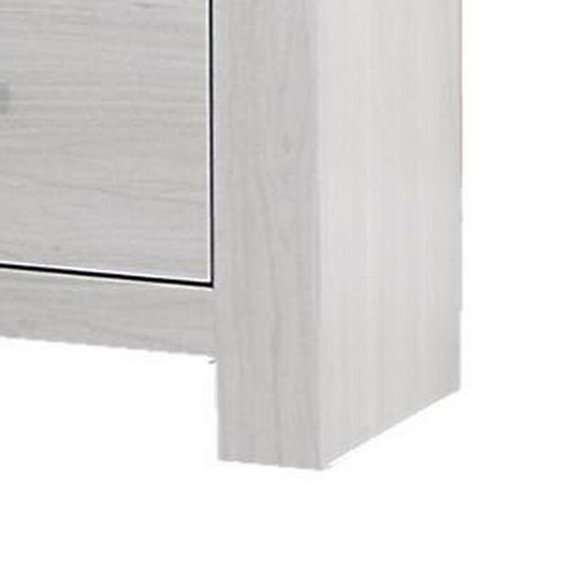 Kopa 26 Inch Nightstand with 2 Drawers, Black Handles, White Wood Finish - Benzara