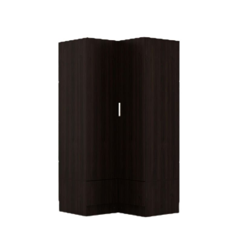 FUFU&GAGA Corner Wardrobe Closet with Adjustable Shelves and Drawers,(35.4" W x 35.4" D x 70.9" H), Dark Brown