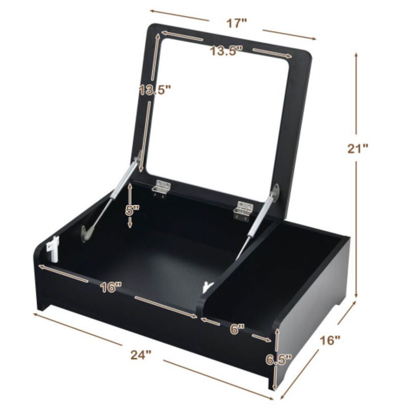 Compact Bay Window Makeup Dressing Table with Flip-Top Mirror image number 5