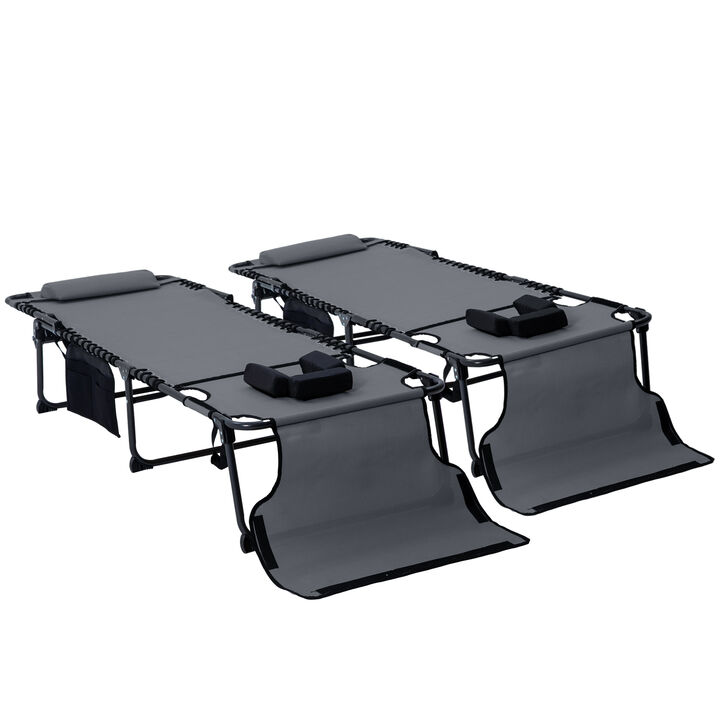 Hivvago Poolside Folding Chaise Lounge Chairs with Storage Pocket - Set of 2