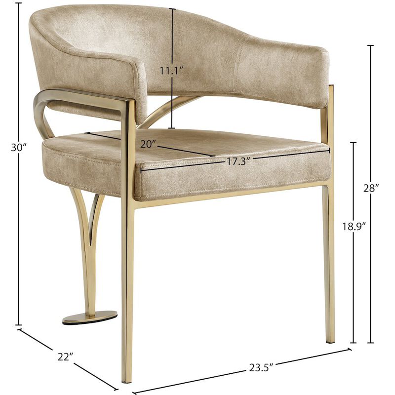 Meridian Furniture Madelyn Beige Velvet Dining Chair, Set of 2
