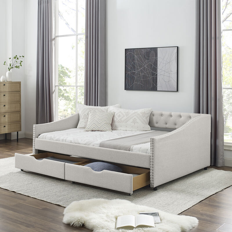 Kejorn Linen 2 Storage Drawers Daybed image number 1
