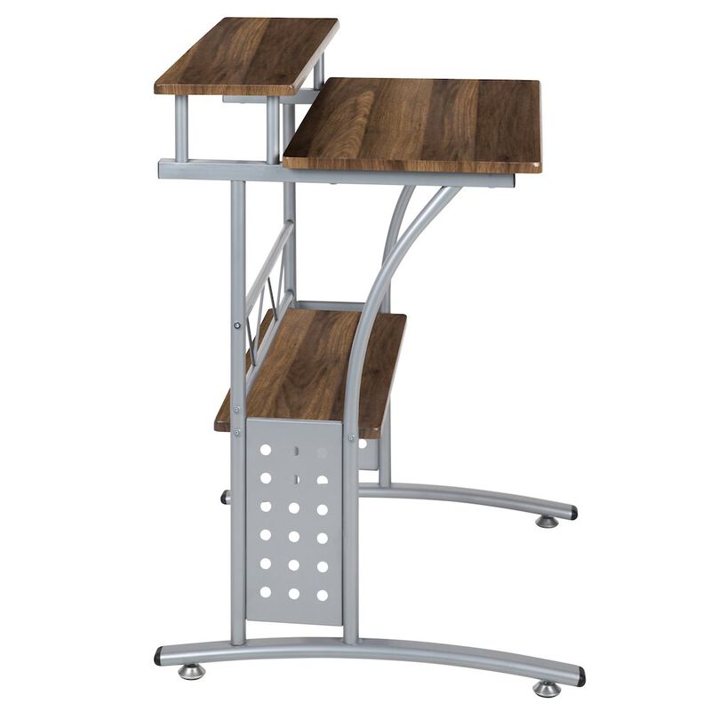 Flash Furniture Rustic Walnut Computer Desk with Top and Lower Storage Shelves image number 6