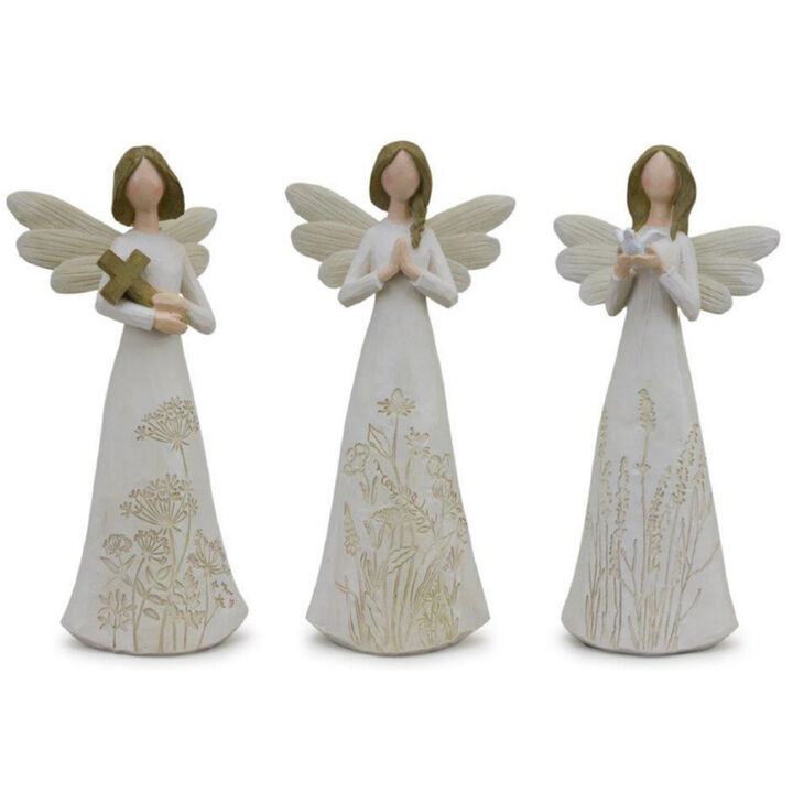Set of 3 Angel Figurines Decorative Statues for Home or Garden Decor