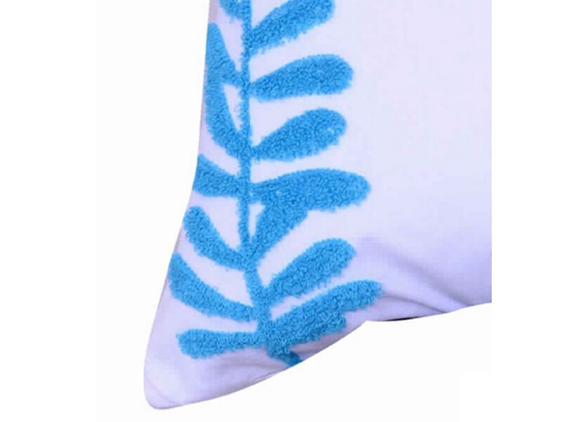 18 X 18 Inch Cotton Pillow with Sprig Pattern Embroidery, Multicolor- Benzara