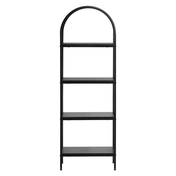 Freestanding 4 Tier Industrial Bookshelf Open Display Shelf Black