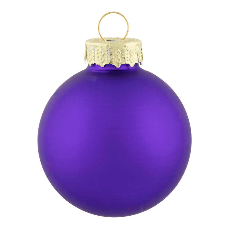 10ct Shiny and Matte Purple Glass Ball Christmas Ornaments 1.75" (45mm) image number 3