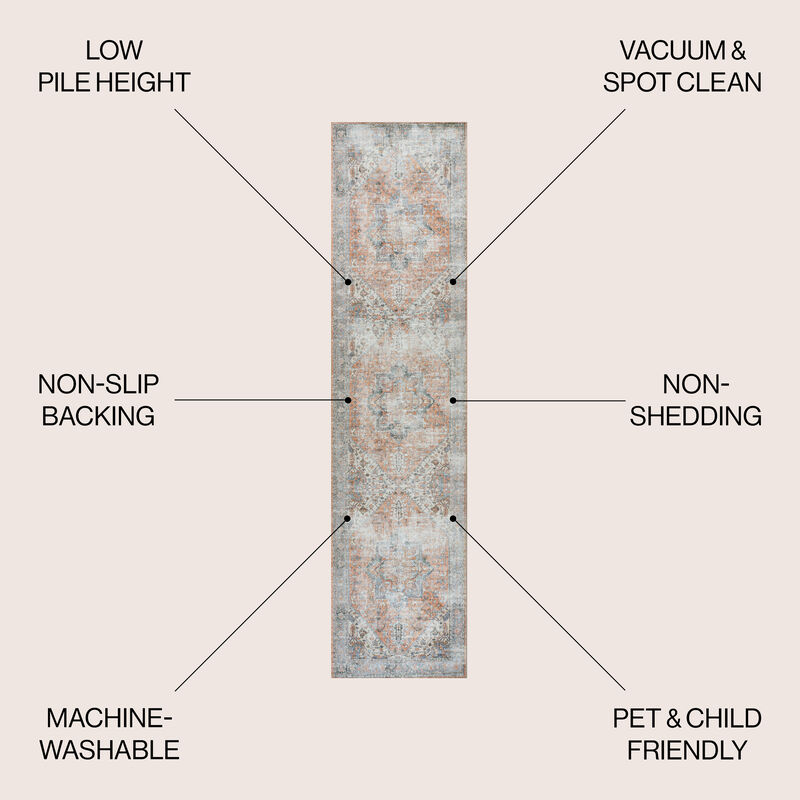 Armae Distressed Medallion Chenille Machine-Washable Area Rug