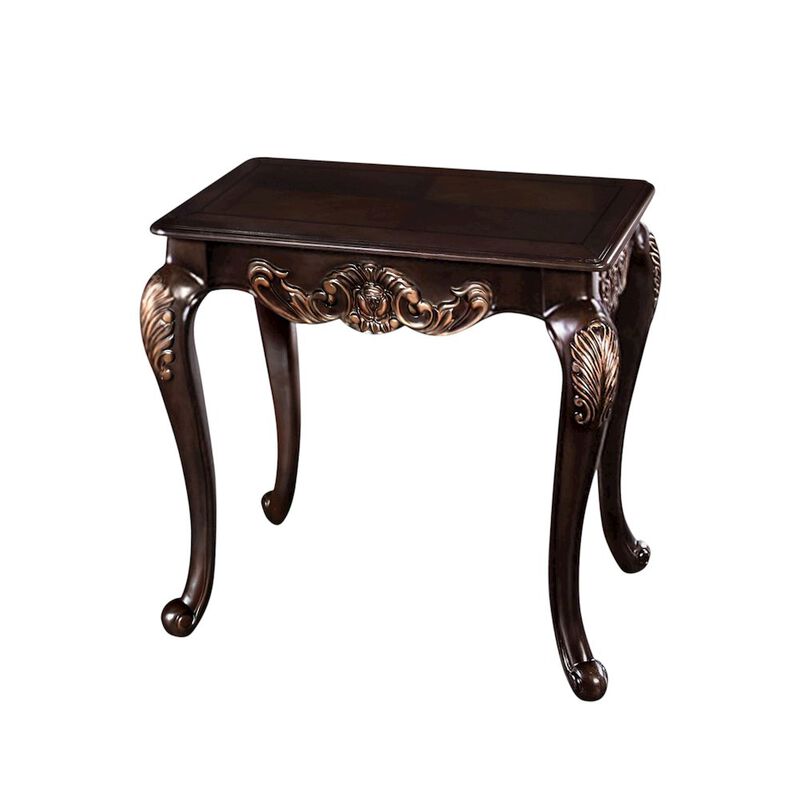 Simple Relax Wooden End Table with Gold Highlights Design in Dark Cherry image number 0