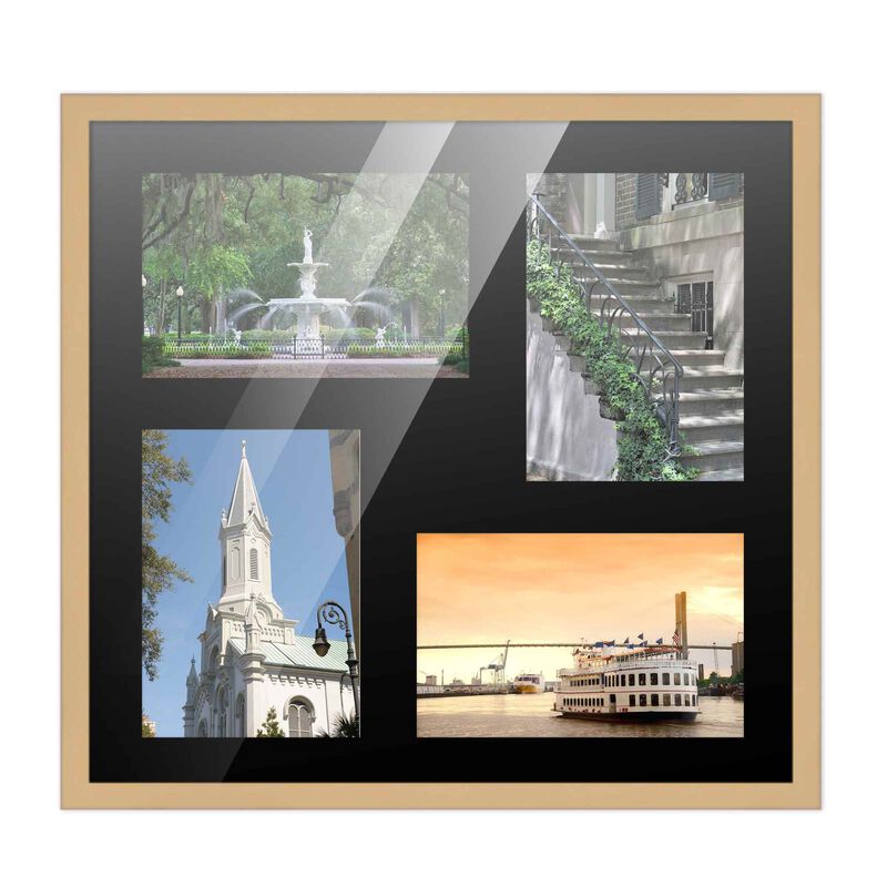 12x12 Wood Collage Frame with a Black Mat for 4x6 Pictures