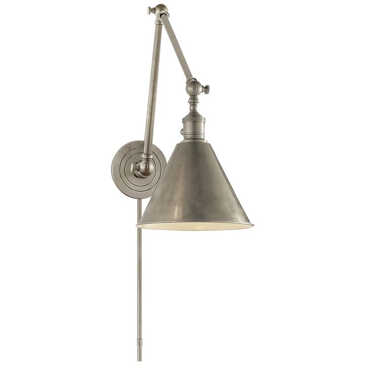 Boston Functional Double Arm Library Light in Antique Nickel