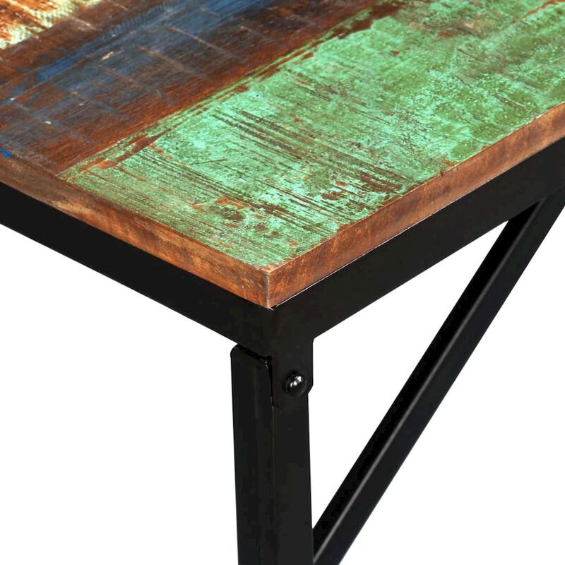 Bench Multicolour Solid reclaimed wood, steel 43.3 x 13.8 x 17.7 in