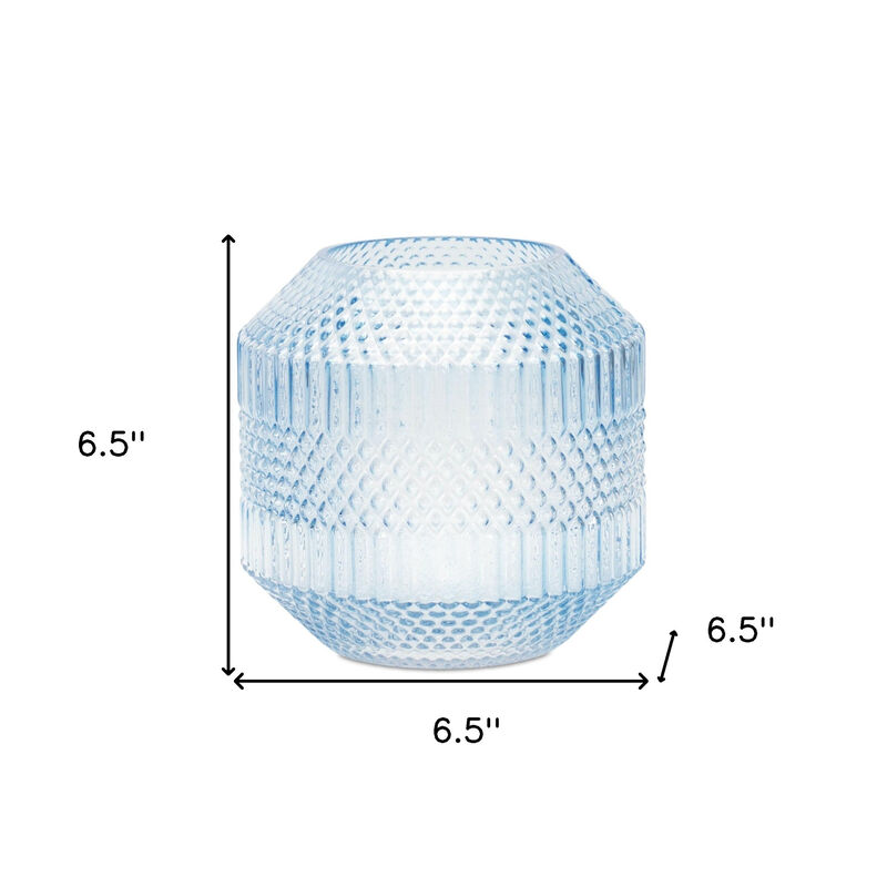 Hivvago 7 Inch Pale Blue Geometric Cylinder Glass Table Vase