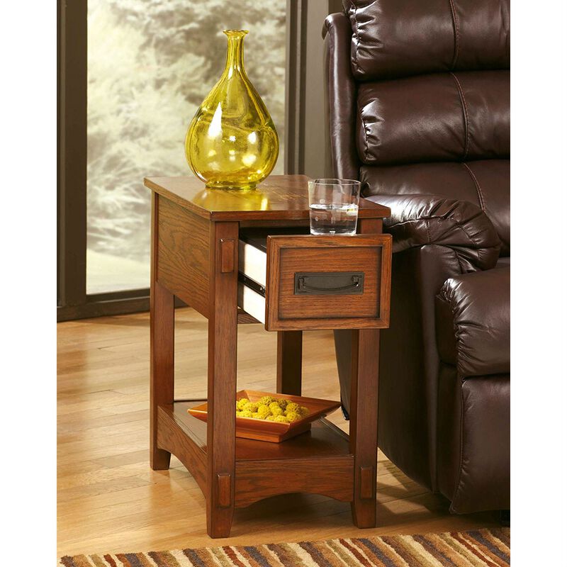 Solid Wood Mission Nightstand with Storage Shelf