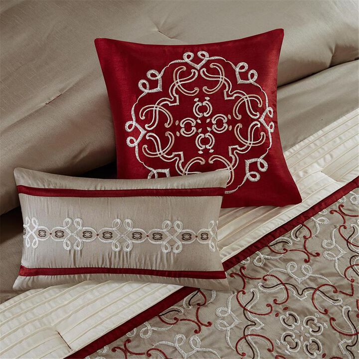 Belen Kox Red Embroidered Royale 24-Piece Microfiber Comforter Set, Belen Kox