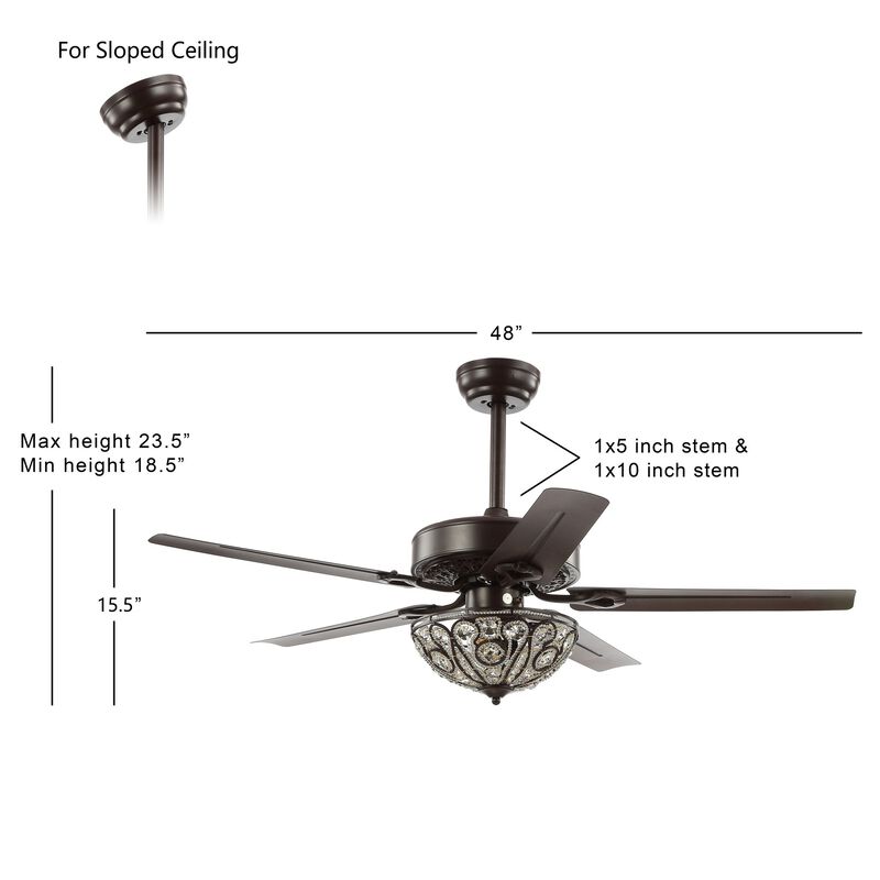 Ali 48" 3-Light Wrought Iron LED Ceiling Fan With Remote, Oil Rubbed Bronze