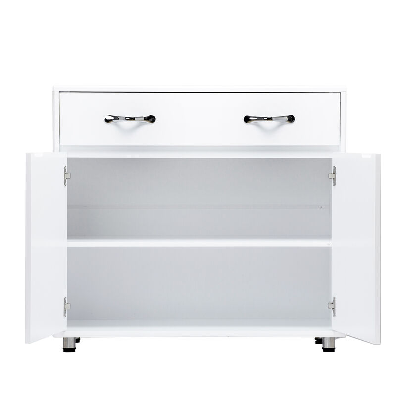 Server with 2 Door Storage and 1 Drawer, White