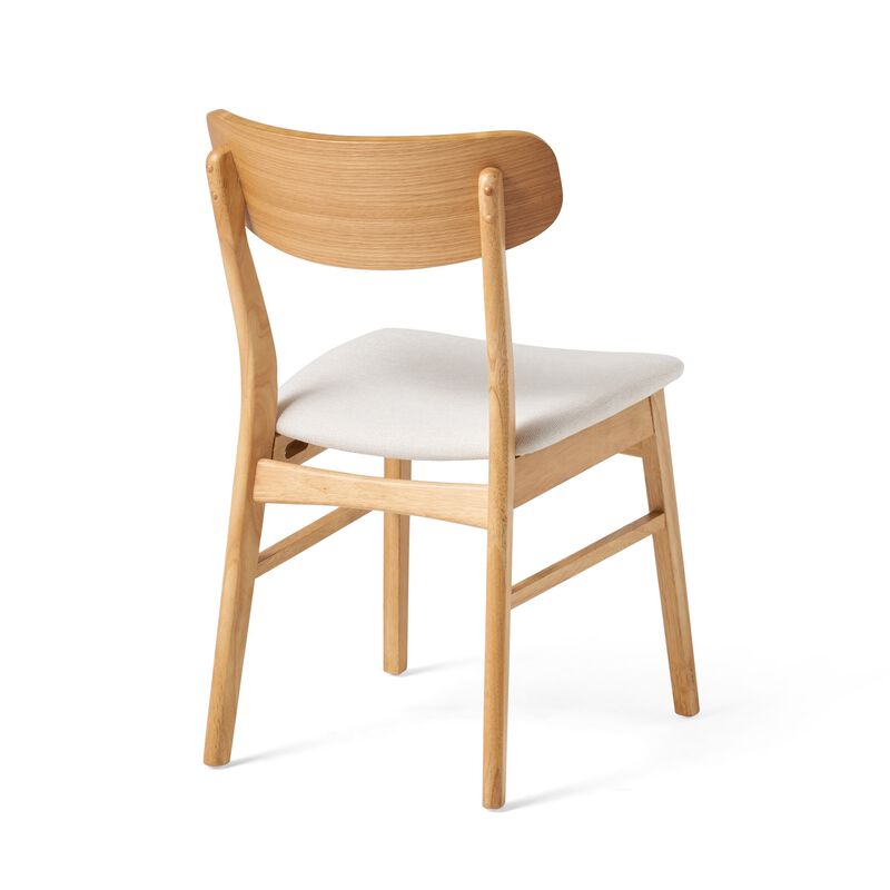 Mexy Dining Side Chair Set of 2, Open Curved, Light Beige, Brown Wood image number 3