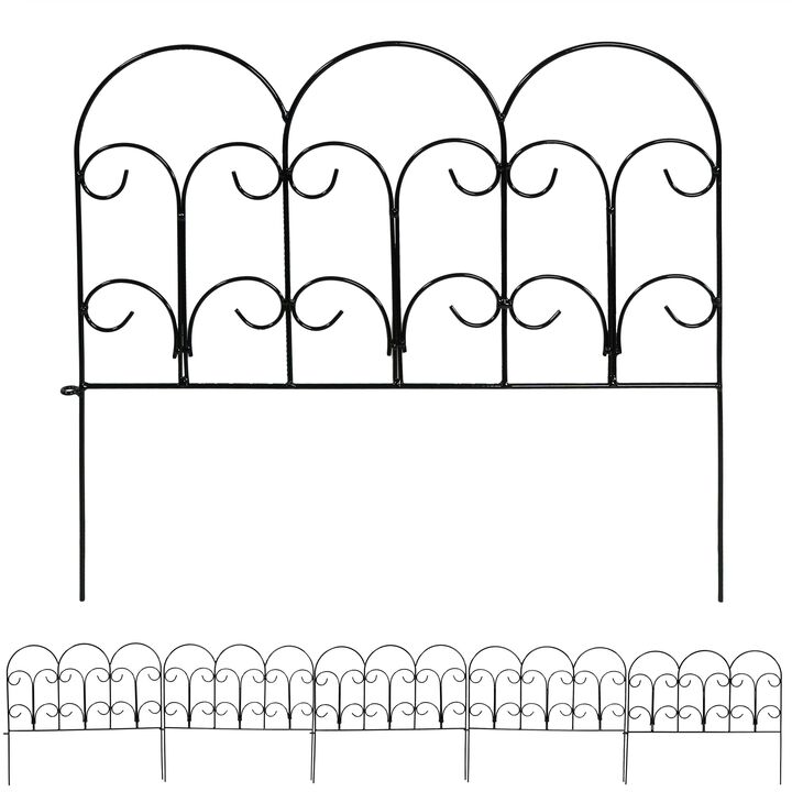 Sunnydaze 5-Piece Victorian Iron Garden Border Fencing - 7.5 ft - Black