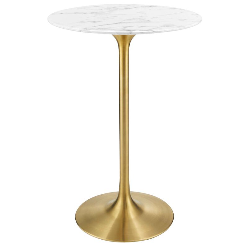 Modway - Lippa 28" Round Artificial Marble Dining Table Gold White image number 0