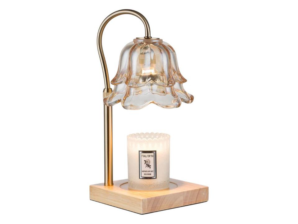 Gold Flower Candle Warmer Lamp with Timer Adjustable Wax Melt Lamp