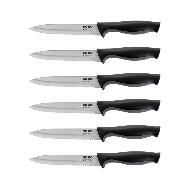 Gibson Soho Lounge 16 Piece Stainless Steel Cutlery Knife Set in Black With Acrylic Stand
