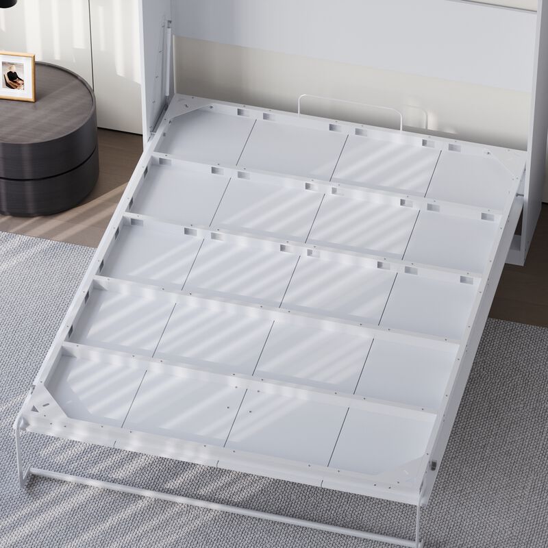 FUFU&GAGA Murphy Bed with Wardrobe, Fold-Out Design, P2 MDF Construction, 800 lbs Weight Capacity, Includes Storage (64.6" W x 85.6" H x 86.8" D),White image number 5