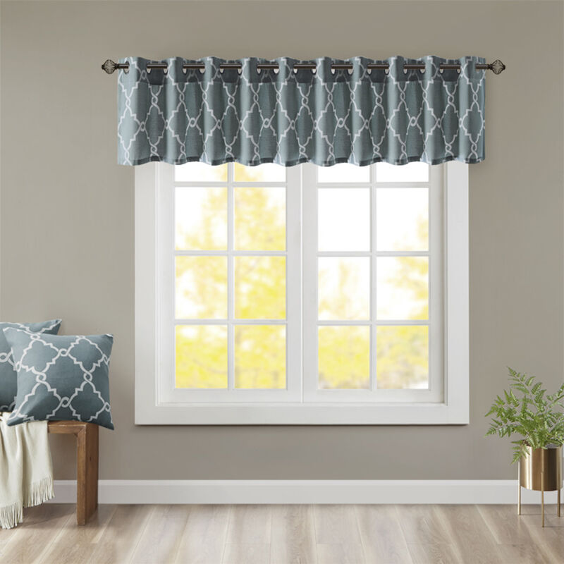 Gracie Mills Ondine Contemporary Grommet Top Valance with Fretwork Print