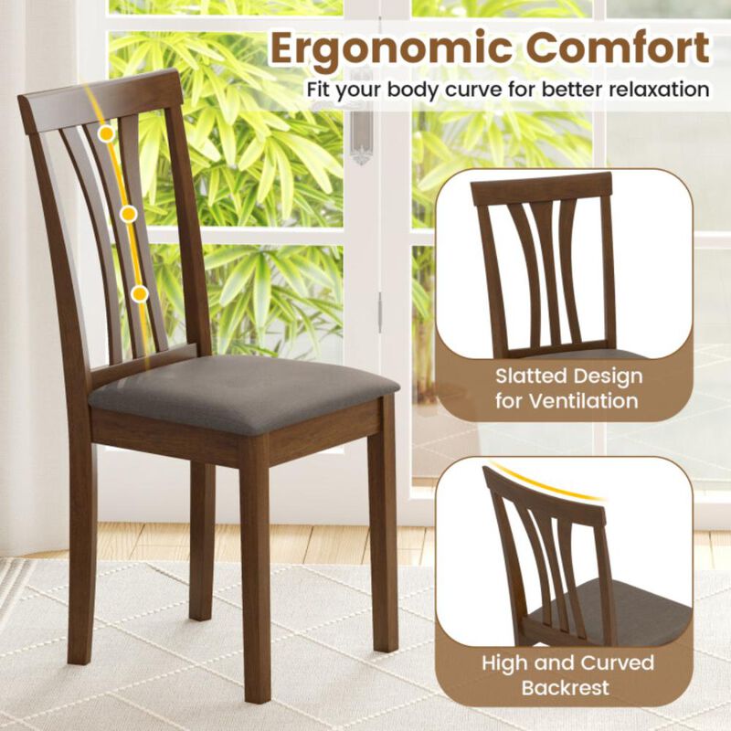 Hivvago Wooden Dining Chairs Set of 2 with Linen Fabric Upholstered and Rubber Wood Frame