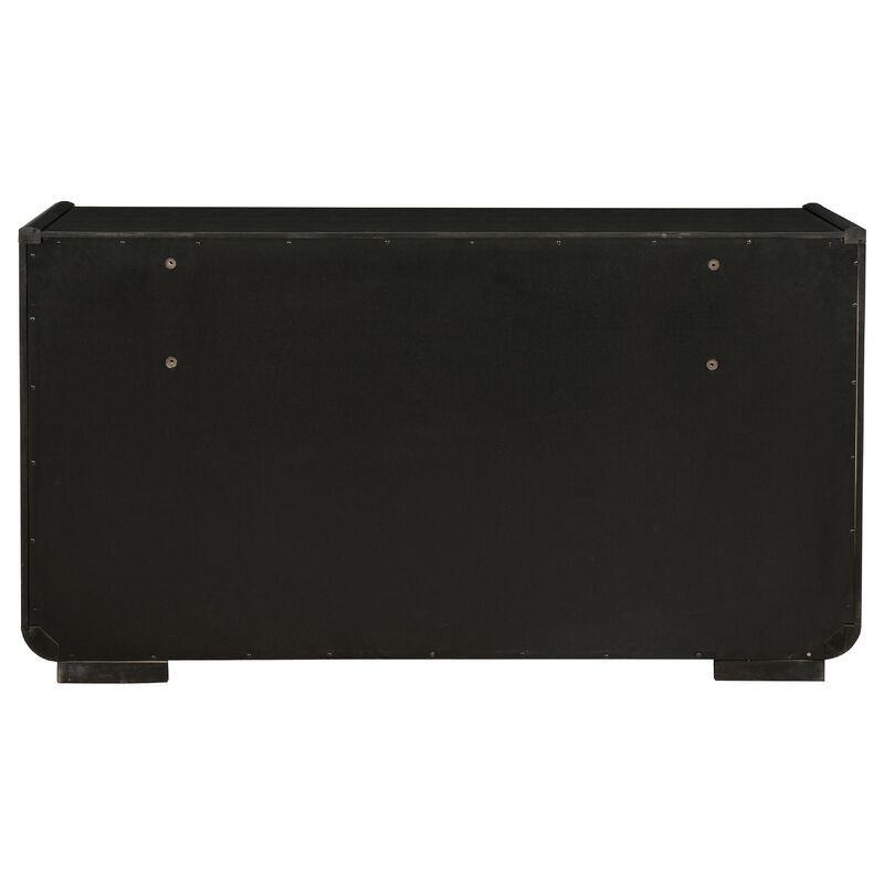 Lina Wide Dresser with 8 Drawers, Integrated Handles, Black Wood image number 4