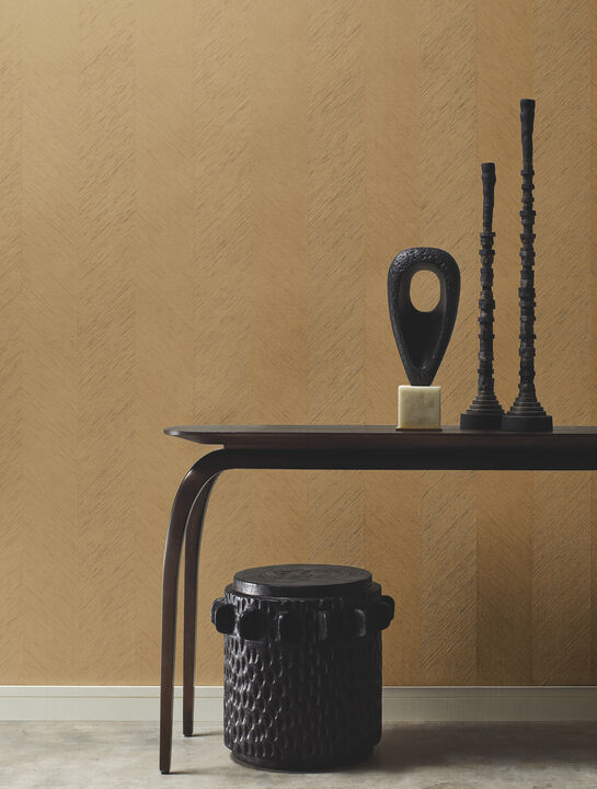 Chevron Beige Metallic Wallpaper