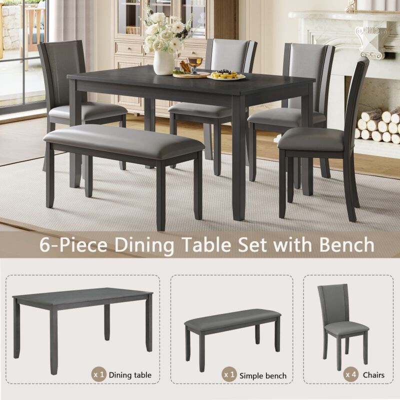 Pimmel 6‑Piece Rectangular Farmhouse Rustic  Dining Table Set image number 6