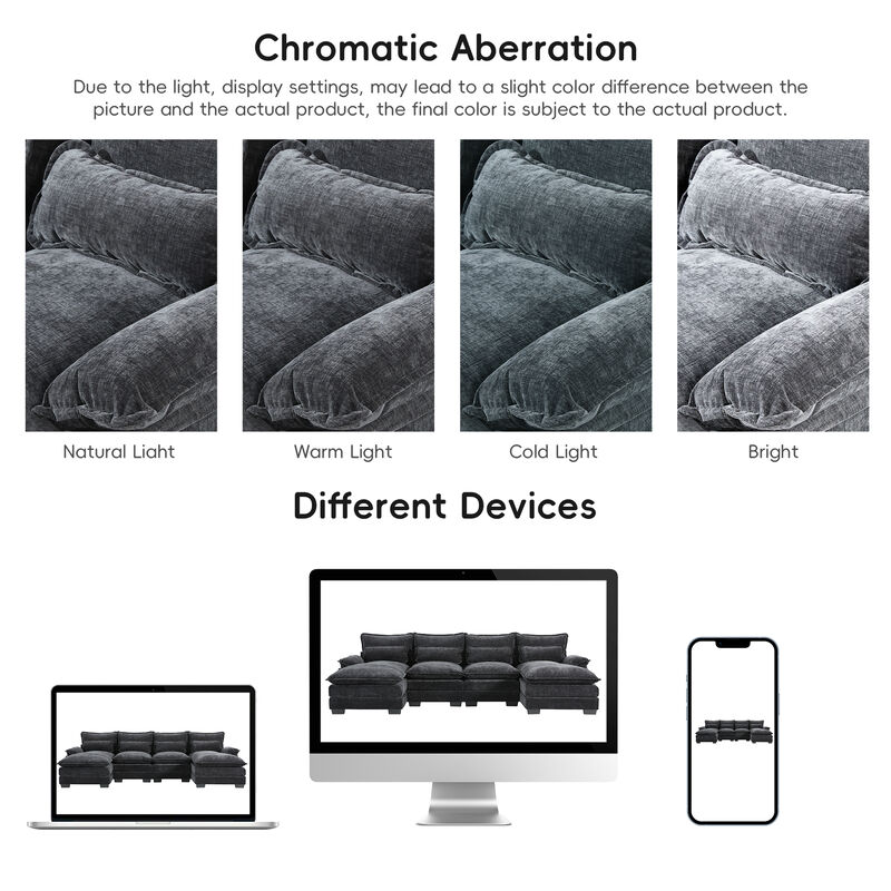 Whisen Upholstered Symmetrical Sectional Sofa with Chaise Lounge and Waist Pillows
