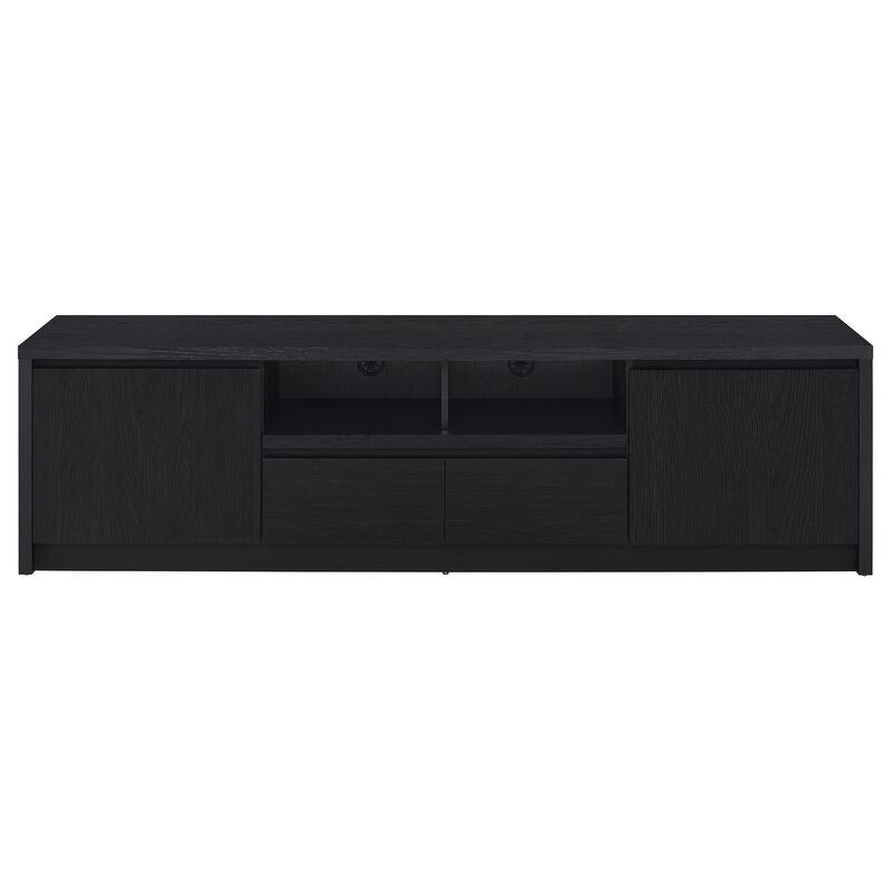 Winie TV Stand Media Console, 2 Doors, Open Shelf, Wood image number 2