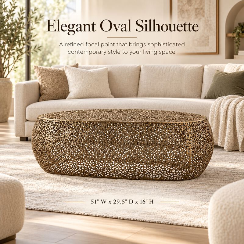 Iveressae Silver Oval Open-Mesh Coffee Table image number 5