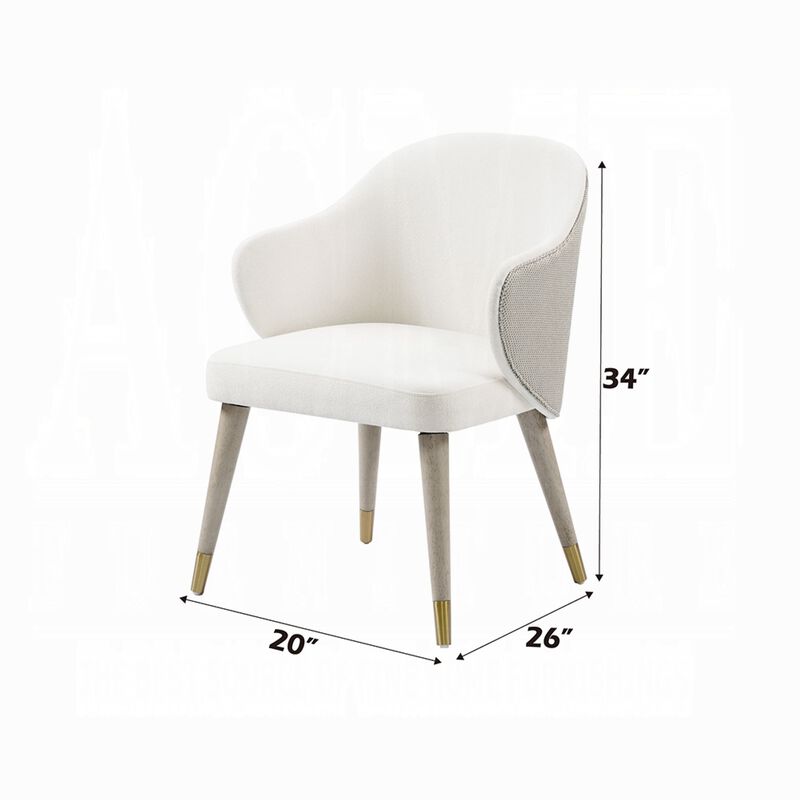 Arity Side Dining Chair Set of 2, Modern Light Gray Fabric, Gold Metal - Benzara