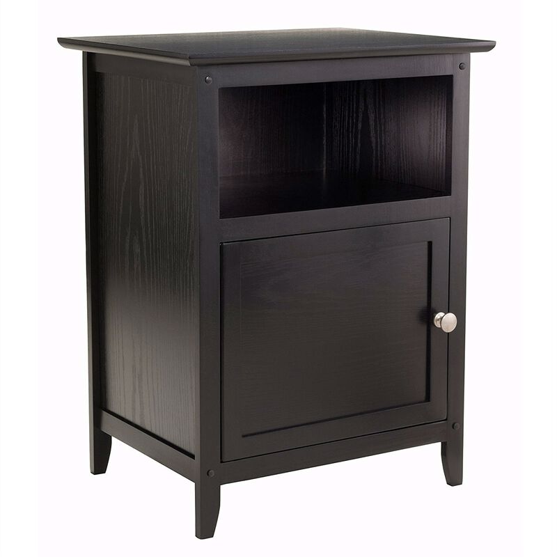 Hivvago Black Shaker Style End Table Nighstand with Shelf