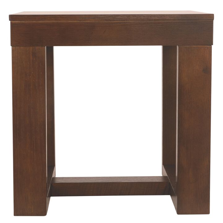 Wooden End Table with Sled Style Base, Brown-Benzara