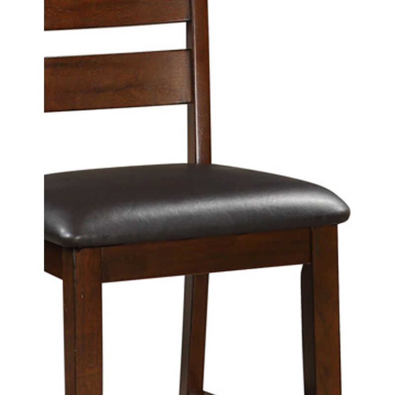 Wooden Counter Height Armless Chair, Walnut brown, Set of 2 - Benzara image number 3