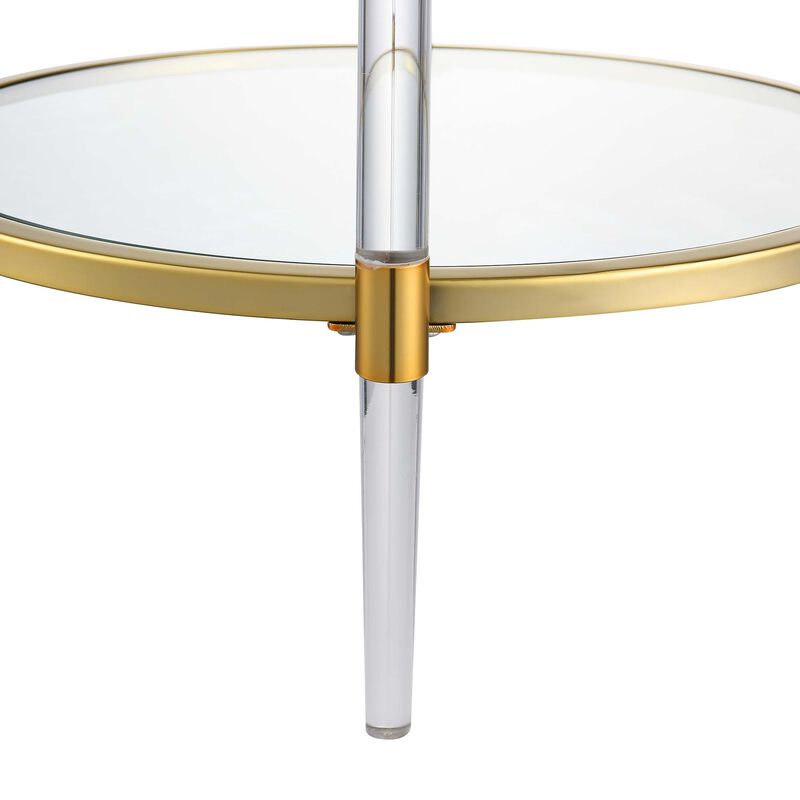 Convenience Concepts Royal Crest 2 Tier Acrylic Glass End Table, Glass/Gold