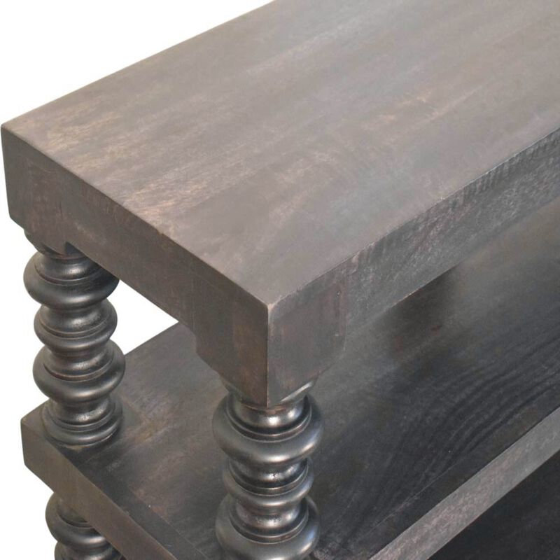 Artisan Furniture Solid Wood Spindle Shelf Console in Carbon Ash