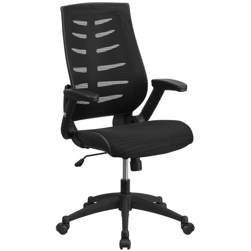 Kale High Back Designer Black Mesh Executive Swivel Ergonomic Office Chair with Height Adjustable Flip-Up Arms image number 0