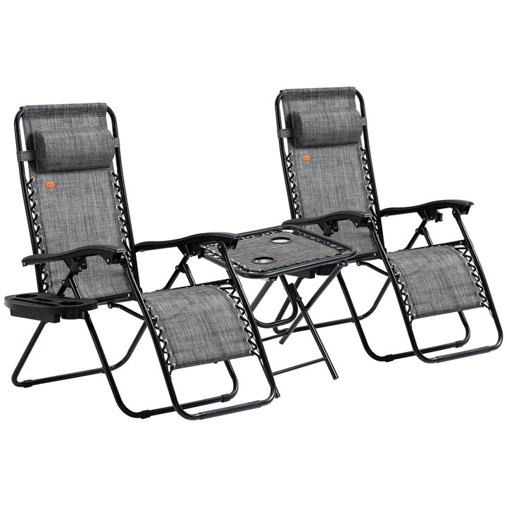Hivvago Poolside Folding Recliner Set with Cup Holders
