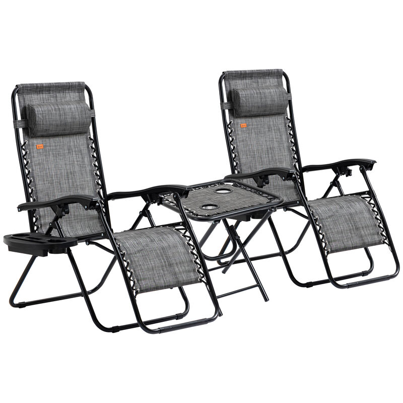 Hivvago Poolside Folding Recliner Set with Cup Holders image number 0