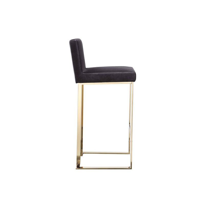 Pangea Home Dexter Bar Stool Velvet Gray & Gold
